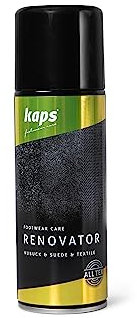 Kaps Renovator – Schuhspray für Rauleder & Veloursleder – Schuhpflege zum Auffrischen und Färben von Wildleder, Nubukleder & Textilschuhen - 200 ml (100 - Farblos)