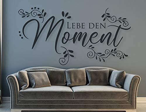tjapalo® a19 Wandtattoo lebe den moment jugendzimmer mädchen sprüche Wandsticker Wohnzimmer Wandtattoos modern, Farbe: dunkelgrau, Größe: B100xH48cm