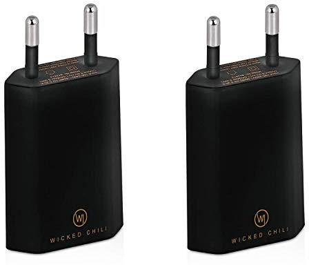 Wicked Chili 2X Pro Series Netzteil USB Adapter kompatibel mit Apple iPhone | Samsung Galaxy / Handy Ladegerät, Smartphone Netzstecker Slim Charger Handy Lader (1A, 5V) schwarz