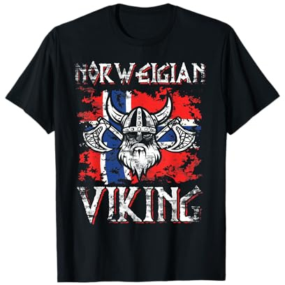 Wikinger Angeln Norwegische Flagge Geschenk Norwegen T-Shirt