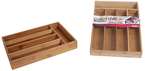 Caja de cubiertos de madera de bambú, 5 cajas.