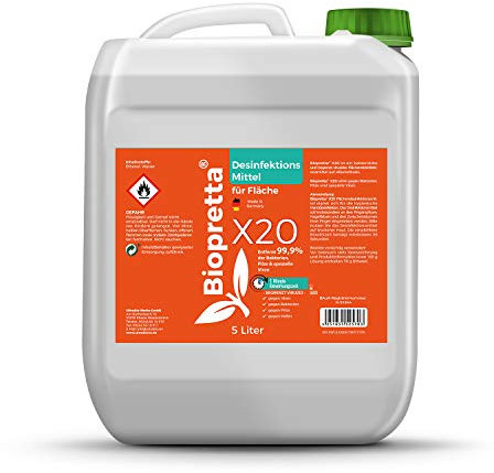 Biopretta X20 Desinfektionsmittel für Flächen, Made in Germany (5000)