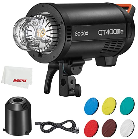 Godox QT400III Flash de Studio Rapide, système X sans Fil 2.4G intégré, Mode HSS, Mode de température de Couleur Stable, lumière de modélisation 40 W, pour Flash de Studio