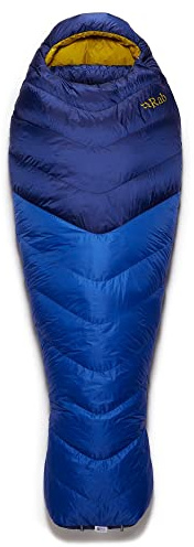 Rab Neutrino Down Sleeping Bag - Lightweight Warm Mummy Sleep Sack for Climbing & Mountaineering - Nightfall Blue - 19°F, Regular, Left Zip