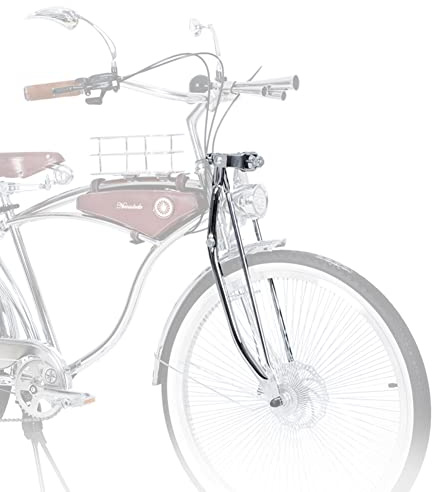 TentHome Fahrradgabel Doppelte Schulterkontrolle polierter Stahl Fahrrad Stoßdämpfergabel Feder Vordergabel Federgabel mit Doppelkopf-Stoßdämpfer für Cityrad 26 24 Zoll Silver