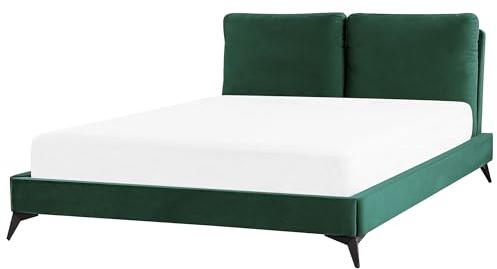 Elegantes Polsterbett in Grün Samtstoff mit Lattenrost 160 x 200 cm Melle