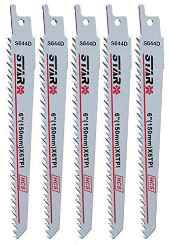 Lot de 5 lames de scie sabre SabreCut SCRS644D de 150 mm, lames de scie sabre alternative pour coupe rapide du bois, fabriquées en acier rapide