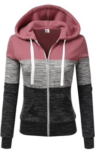 LIAMERHE Donna Felpa con Cappuccio/Felpa con Cappuccio con Zip Felpa da Donna in Pile Sweatshirt Donna Spessa Lunga Classica Hoodie Maglia Manica Felpa di Blocchi di Colore