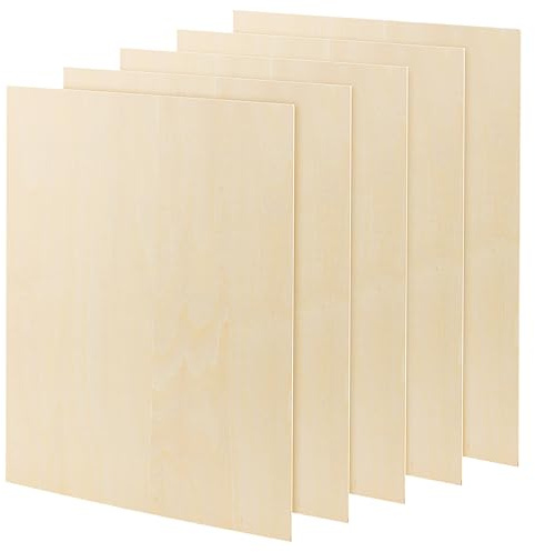 KEILEOHO 5 x A3-lindblad, 420 x 300 x 3 mm rektangulär träskiva 3 mm tjock oavslutad plywoodskiva för gör-det-själv-modeller