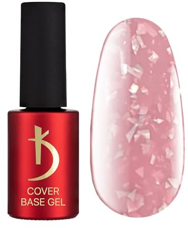 K Professional Base Coat - Base Gel Cover - Pink Beige Flakes Camouflage -7ml- Unterlack - UV Nagellack - Gel Nägel - Rosa Beige Flocken Tarnfarbe Glitzern Confetti - UV LED