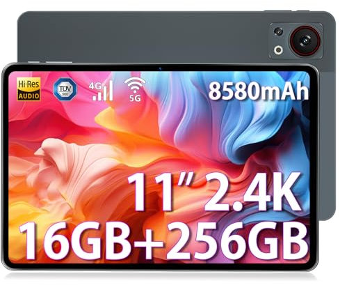 DOOGEE T30S 11 Inch Tablet 2024, 2.4K Android Tablets, 16(6+10) GB+ROM 256GB/1TB, 13MP+8MP Tablet, 8580mAh, 4G-LTE, Bluetooth 5.0, 2.4G/5G WiFi, Dual Nano SIM Tablet, Face Unlocking, Smart PA, Grey