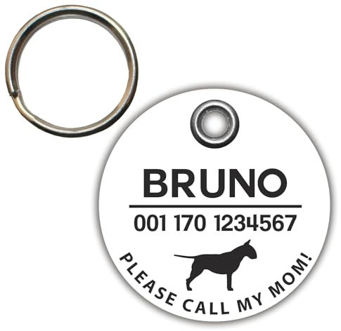DOG TAG/HUNDEMARKE - aus Biothane - weiss - v2 (HUND) - rund - Ø 3,4 cm