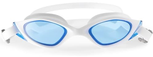 ASelected Swimmg goggles, Swimming Goggles for Adult Men Women And Kids 8+ - No Leaking, Anti Fog, UV Protection - Easy Adjustmentof - Curved surface anti dizziness - Free Storage Case (Blue-White)