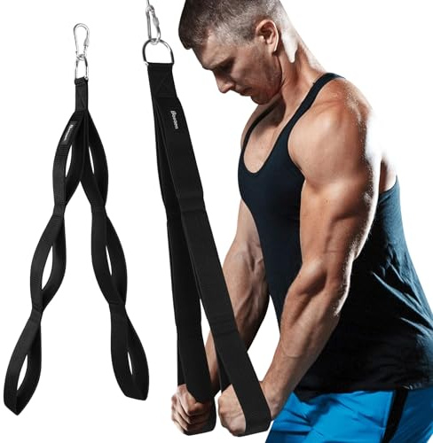 Bosaen Tricep repkabelfäste, 3 längder av handtag i 1 rep för större rörelseområde, tricept dra ner rep för pushdowns, crunches, ansiktspullar, kabelöverhuvudspressar för professionellt gym