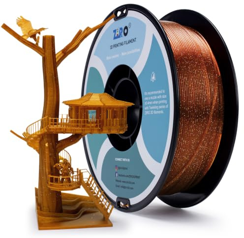ZIRO Glitter PLA Filament 1.75mm, Glitzerndes 3D Drucker Filament PLA 1KG | Maßgenauigkeit +/- 0.03mm, Twinkling Caramel