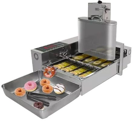 Mini Dount Maker Machine Commerciale, Macchina Elettrica Per Bagel Per Waffle Da 1800 Pezzi/Ora Con Display Digitale a LED, Friggitrice Per Ciambelle In Acciaio Inossidabile Da 2000 W Per Colazione