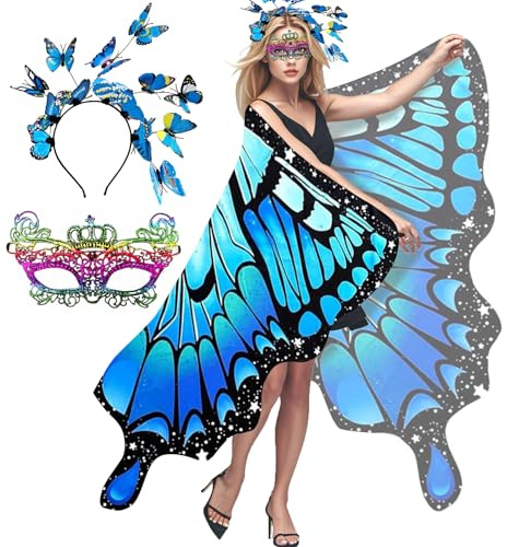 Taechalingo Schmetterling Kostüm Damen,Schmetterling Kostüm Erwachsene,Faschingskostüme Damen,Karneval Kostüm,Faschingskostüme Damen,für Halloween Karnevel Cosplay
