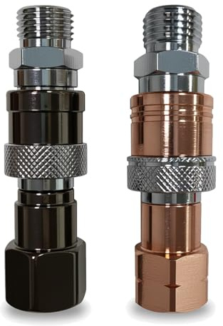 UCELICE Upgraded Oxy Acetylene Quick Connects, Chrome Plated Brass, 9/16 BSP Quick Connect Hose Fittings, Max 29 PSI Fuel Gas, 145 PSI Oxygen, Safety Check Valve, Precision Brass Structure