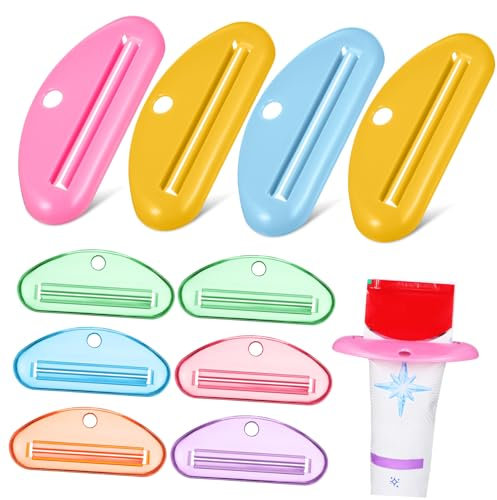 SKISUNO 10pcs Mixed Color Rolling Toothpaste Tube Squeezer Set, Toothpaste Extractor Dispenser for Bathroom Use and Travel