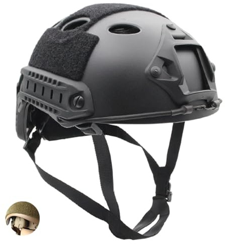 Tactical Helmet Adjustable PJ Helmet Lightweight Fast Protective for Airsoft Paintball CS Game Outdoor Sport (ADJUST-BK)