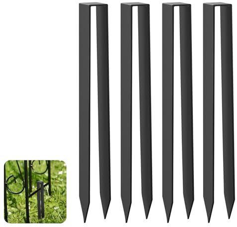 Forever Speed 4PCS Picchetti per Rose Arch in Acciaio Verniciato a Polvere, Design a U Picchetti di Ancoraggio per Arco per Rose [HLP: 300 x 29 x 21 mm] - Nero