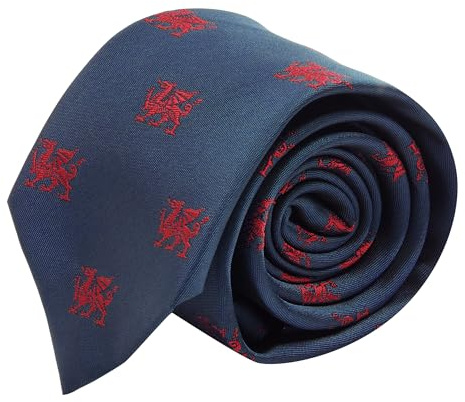 King & Priory marinblå broderad walesisk drake slips, BLÅ, en storlek