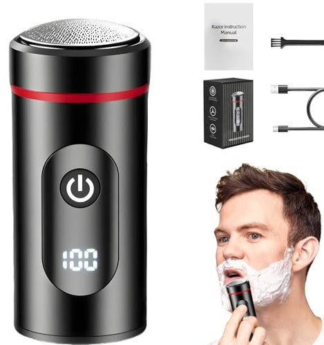 Elektrischer Mini Rasierer,Mini Elektrorasierer Herren, Mini Portable Electric Shaver, Rasierer Herren Elektrisch, 2025 Neu IPX7 Wasserdichter Shaver, 60 Tage Längere Nutzung für Zuhause, Auto, Reisen