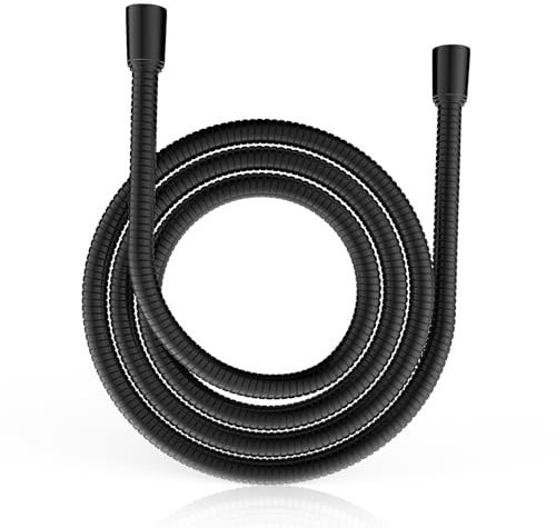MEKO Duschschlauch 1,8m – 304 Edelstahl Brauseschlauch mit universellem Anschluss, Extra-Länge Duschkopf Schlauch und 360-Grad flexibles Anti-Verwicklungsdesign (Schwarz)