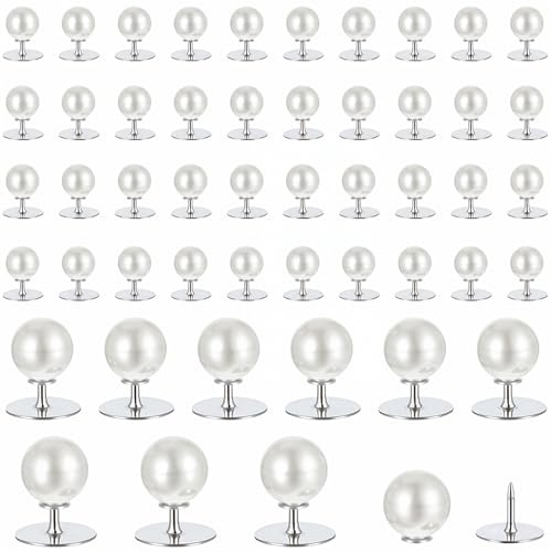 50 Pcs No Sew Pearl Pins Pearl Buttons for Sewing Removable Pearls Brooch Pin Fixed Pins Fit Women Shirt Blouse Dress Sweater Shawl Suspenders Jackets Ladies Festival Gifts White 0.55 × 0.39''