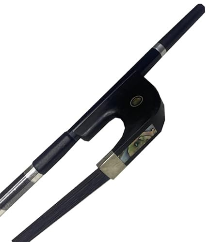 YINFEEL 3/4 Karbonfaser aufrechter Bassbogen Deutscher Kontrabassbogen weißes Pferdehaar / schwarzes Pferdehaar (schwarz)