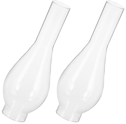 GLEAVI Lot De 2 Abat-Jour En Verre Transparent 9.6 Pouces Pour Lampe À Huile Ancienne Abat-Jour Vintage CheminéE De Remplacement DéCoration IntéRieure Coupe-Vent