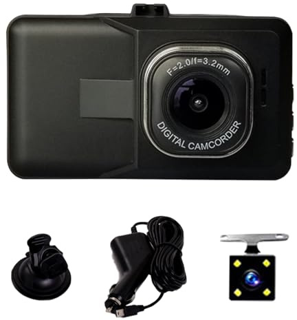 Telecamera da cruscotto 1080P per auto con schermo da 3 pollici grandangolare Copertura a 170 ° Visione notturna Rilevazione di parcheggio continuo Macchina fotografica per auto