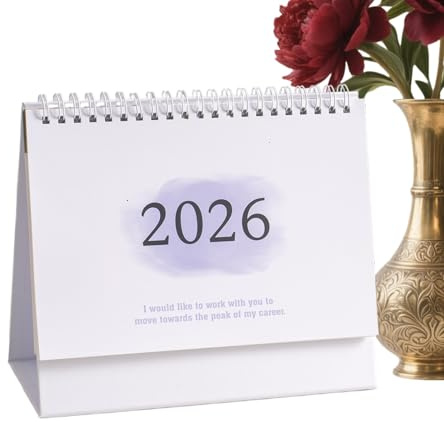 Calendrier 2026, calendrier de table debout 2025-2026 – Planificateur mensuel à reliure métallique, esthétique pour la maison, l'appartement, le bureau, l'école, la salle de classe, le dortoir, les