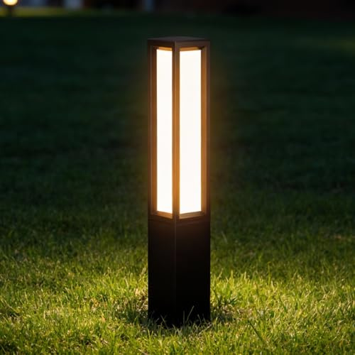 SkyGlow 32 Bollard Light, 12V Low Voltage Aluminum LED IP65 Waterproof Modern Outdoor Landscape Path Lights 3000K Curb Appeal Hardwired for Garden Pathway Lawn Patio Courtyard Driveway Commercial