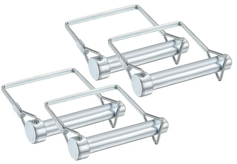 PATIKIL 4 Stück 70mm Lange Stahl Verzinken Klappsplinte 12mm Durchmesser | Vierkant Rohrklappsplinte mit Rastverschluss Sicherungsbolzen für Anhänger Bauernhof Traktor Garten Rasenmäher