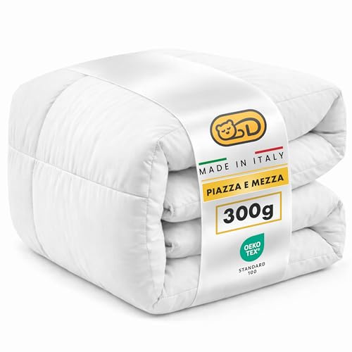 Dream Piumino Una Piazza e Mezza Autunnale 200x200cm in Microfibra 100g - Trapunta Una Piazza e Mezza Tessuto Mano Pesca - Piumino Privo di Sostanze Nocive certificato OEKO-TEX - Made in Italy