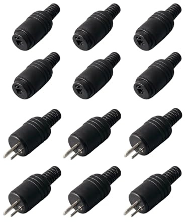 12 Pezzi Presa DIN 2 Pin Altoparlante Connettori Altoparlante DIN 2 Pin con Terminali a Vite, 6 Coppie di Spine per Cavi Audio Maschi e Femmine, Installazione Facile senza Saldature