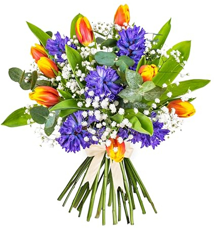 Hyacinth & Tulips - Fresh Flowers - Birthday, Anniversary, Get Well, Thank You, Occasion Flower - Cut Floral Arrangement for Gifts, Weddings, Sympathy, Mothers day (Medium)