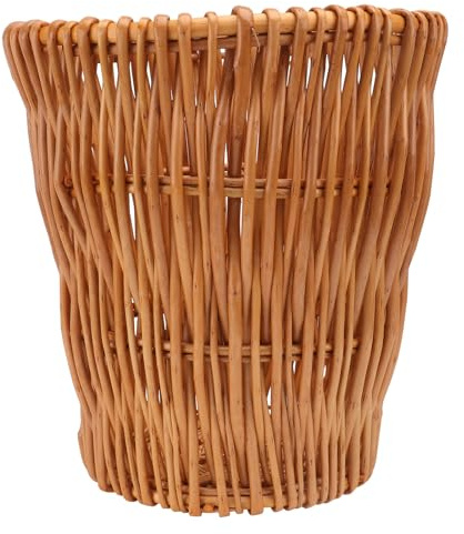 TOYANDONA Corbeille à Papier Tressée en Rotin Naturel, Compacte Taille 25x28 Cm, Poubelle de Rangement Écologique et Décorative pour Chambre et Bureau, Panier à Déchets en Osier Tissé