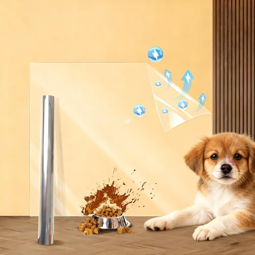 Electrostatic Wall Protective Film 40cm x 300cm, Clear Static Cling Wall Protector No Glue Removable, Oil Proof Waterproof Kitchen Backsplash Cover, for Furniture Doors from Pets Scratches (40cm*3m)