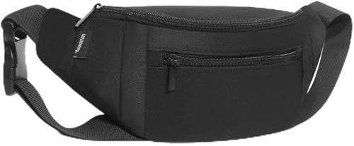 Fanny Pack for Men Women, Crossbody Waist Bag Pack, Money Belt, Belt Bag for Travel Walking Running Hiking Cycling, Easy Carry Any Phone, Wallet, Black, One Size, Fashion