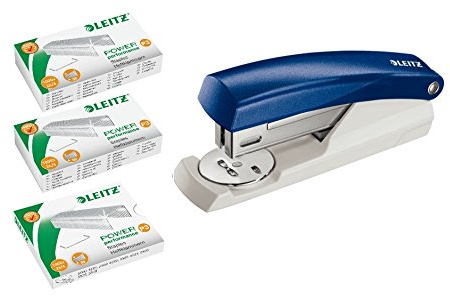 Leitz NeXXt Series Kleines Büroheftgerät, 25 Blatt (Büroheftgerät klein | mit 3.000 Klammern, blau)