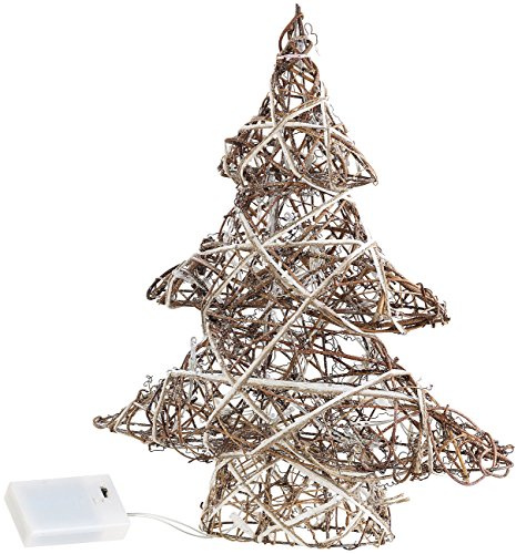 Lunartec Dekoweihnachtsbaum: Handgefertigter Deko-Weihnachtsbaum mit 20 warmweißen LEDs, 40 cm (Leucht Weihnachtsbaum, Deko beleuchtet, Baum)