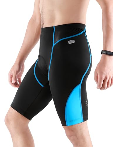 INBIKE Pantalones Cortos De Ciclismo con Badana De Espuma para Hombre, Pantalon Bicicleta MTB Bici Ciclista para Verano Deportes Al Aire Libre(Azul,L)