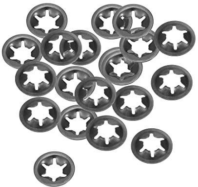 sourcing map Lot de 20 rondelles M10 Starlock de 9,2 mm (diamètre interne de 20 mm) avec fermeture à pression et clip de vitesse 65 mn Finition oxyde noir