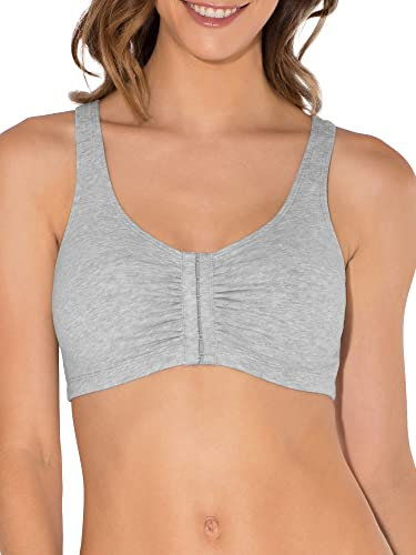 Fruit of the Loom Women's Front Close Builtup Sports Bra, Opaque, Heather Grey, 42 (Pack of 2)