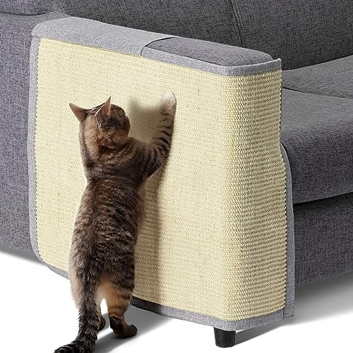Navaris Kratzmatte für Katzen, Schutz für die rechte Seite, Sofa, Möbel, Boden, Wand, Sisal und Leinen, 50 x 70 cm, geeignet für Kätzchen, Hunde