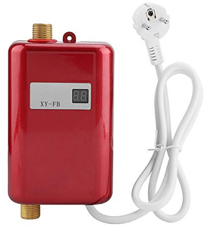 Réchauffeur d'eau instantané, mini salle de bains cuisine 220V 3800W de cuisine Chauffe-eau instantané électrique sans réservoir avec affichage à cristaux liquides EU(rouge)