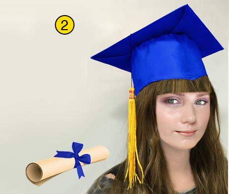 Cappello Laurea TOCCO con Pergamena - Idea Scherzo Regalo Gadget per la Festa del Laureato o della LAUREATA (Blu)