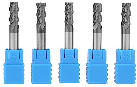Fräser CNC Rotary Grate Set, Hartmetall-Schaftfräser, 5 Stück fräser 6mm Schaft Hartmetall Spiral End Mill Down Cut Wolframkarbid 4-Flöten-Schaftfräser CNC-Fräser 6 mm Durchmesser x 50 mm Länge